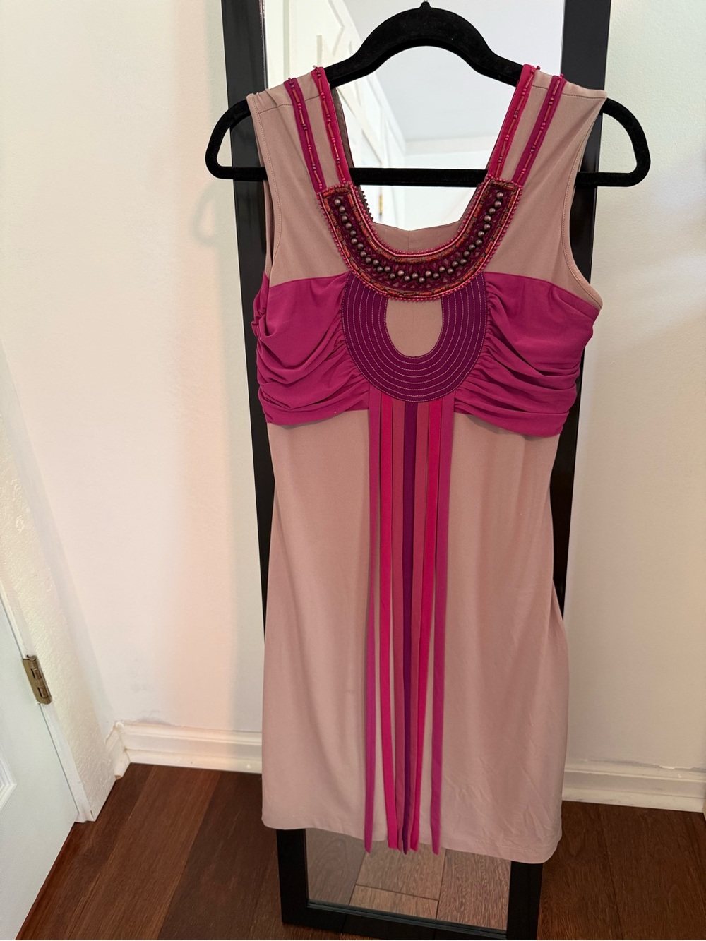 Beaded Pink & Mauve Sleeveless Dress
